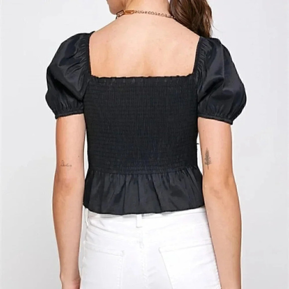 Puffed Sleeved Blouse Black - Picture 6 of 7